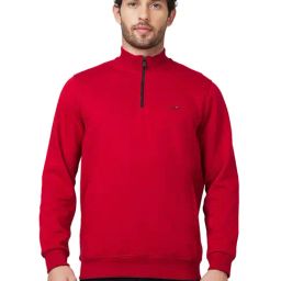 Spykar Red Regular Fit High Neck Sweatshirt-9