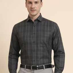 Greenfibre Men Checked Spread Collar Cotton Formal Shirt-image-57
