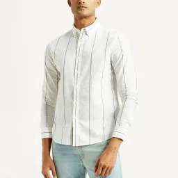 Levi's White Cotton Slim Fit Striped Shirt-picture-27