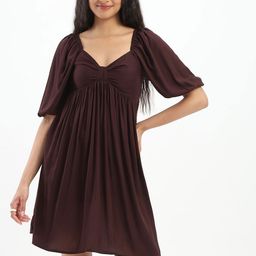 HERE&NOW Cape Sleeve Fit & Flare Midi Dress-picture-44