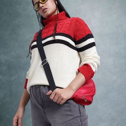 The Roadster Lifestyle Co. Plus Size Acrylic Cable Knit Colourblocked Pullover-image-42