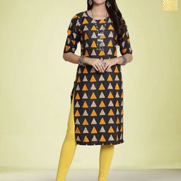 Moda Rapido Selection Of 2 Geometric Printed Round Neck Straight Kurtas-picture-8