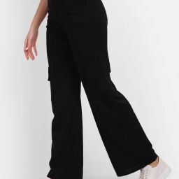 Broadstar Black Relaxed Fit High Rise Trousers-image-58