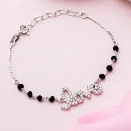 Zavya Beaded Black Love 92.5 Sterling Silver Bracelet-image-9