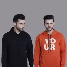 Vimal Jonney Black & Orange Regular Fit Printed Hooded Sweatshirt - Pack of 2-picture-41