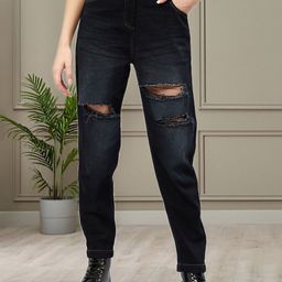 R.Code by The Roadster Life Co. Women Mom Fit High Rise Slash Knee Jeans-picture-13