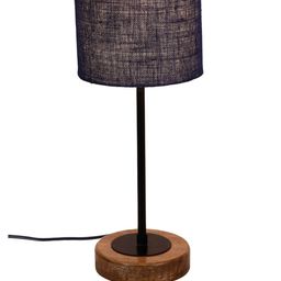 Devansh Navy Blue & Black Self Design Traditional Buffet Table Lamp with Shade image 2