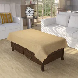 BIGGER FISH Cream-Coloured Cotton 4-Seater Table Cover-image-86