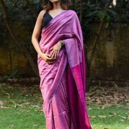 Suta Pink Plain Saree Without Blouse-image-6