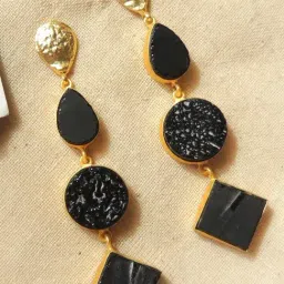 Johori Black Dangler Earrings-image-65