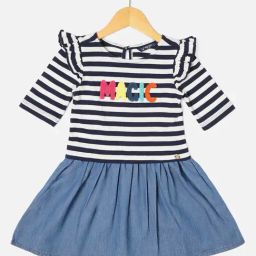 Allen Solly Junior Blue & White Striped Dress-image-14