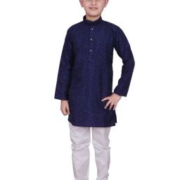 Pro-Ethic Style Developer Kids Navy & White Printed Full Sleeves Kurta with Pyjamas-image-72