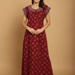 Secret Wish Maroon Printed Maternity Night Dress-picture-12