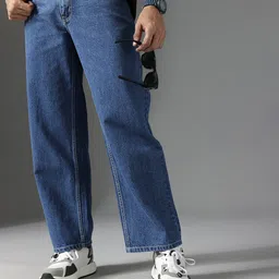 FCUK Men Smart Mid-Rise Pure Cotton Baggy Jeans-image-41