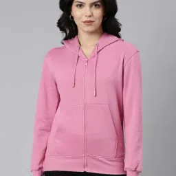 TWIN BIRDS Pink Cotton Hoodie-image-92