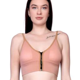 Spiaty Light Pink Blended Solid Sports Bra-picture-32