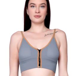 Spiaty Blue Elastane Solid Sports Bra-image-99