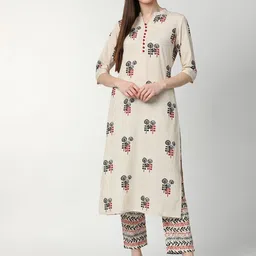 THE FAB FACTORY Women Printed Regular Kurta with Trousers-picture-0