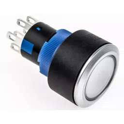 RS PRO Illuminated Push Button Switch Momentary 22.2 mm DPDT Yellow LED 250 V AC, 1758325-2