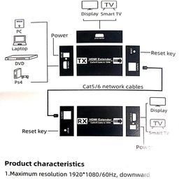 Tobo HDMI Extender, 1080P Transmitter and Receiver Up to 150 Meters(492ft), HDMI Ethernet Over RJ45 Cat5e/6/7 Ethernet LAN Cable image 5