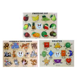 Enjunior Box Fruits Shapes and Animals Puzzle with Knobs Multicolour - 34 Pieces-27