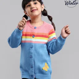 Babyoye Full Sleeves Cotton Blend Sweater Butterfly Patch - Blue-picture-9
