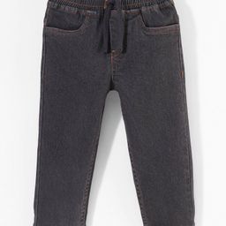 Babyhug Cotton Spandex Full Length Solid Denim Jeans - Charcoal-image-3