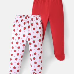 Doodle Poodle 100% Cotton Boottie Legging Polka Dots Print Pack Of 2 - Red & White-image-20