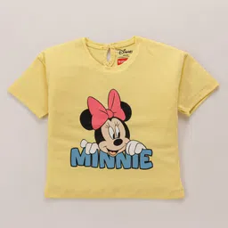 Babyhug Disney Cotton Drop Shoulder Half Sleeves T-Shirt With Minnie & Daisy Graphics - Yellow-picture-42