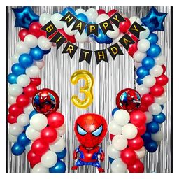 Bubble Trouble 3rd Happy Birthday Decoration Items Spiderman Theme Combo Pack of 51 Pcs for  Kids SpidermanTheme Birthday Party Decorations, Spider Balloons For Birthday Decorations-18