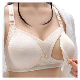Bembika Wirefree Full Cover Lace Detailed Maternity Nursing Bra - Cream-image-5
