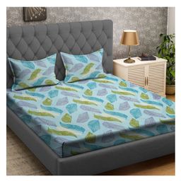 RRC Super Soft Brushed Microfiber Cotton King Size Bedsheet With 2 Pillow Cover - Blue-18