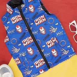 Pantaloons Junior Marvel Avengers Featuring Sleeveless Iron Man Printed Zipper Jacket - Cobalt Blue-image-76