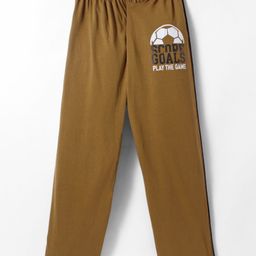 Taeko Single Jersey Knit Full Length Track Pants with Goals Text Print - Olive Green-image-27