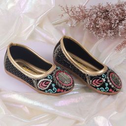 SHOES FOR JUNIORS Paisley Embroidered & Sequins Embellished Ballerinas - Gold-image-103