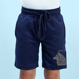 NUSYL Cotton Blend Wolf Printed Shorts - Navy Blue-image-102