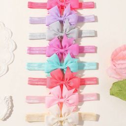Ziory Set Of 8 Bunny Ear Designed Bow Applique Detailed Headbands - Multi Colour-image-21