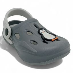 Lil Lollipop Penguin Applique Detailed Perforated Anti Slip Slingback Clogs - Grey-image-88