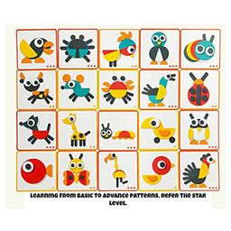 PLUSPOINT Wooden Pattern Blocks Animals Jigsaw Puzzle Sorting and Stacking Games Montessori Educational Toys Multicolor - 29 Pieces image 3