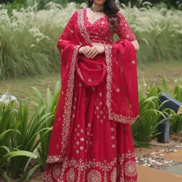 ZAALIMA FASHION Women Embroidered Sequinned Semi-Stitched Lehenga, Blouse With Dupatta-picture-26