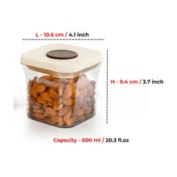 HAZEL Cream Plastic Jar with One Touch Pop Up Lid & Leakproof - Set of 4 (600 ml) image 3