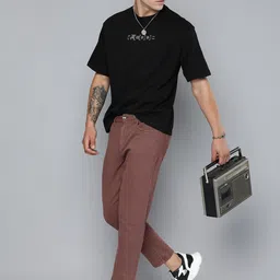 R Code by The Roadster Life Co Men Brand Logo Printed Relaxed Fit T-shirt-image-48