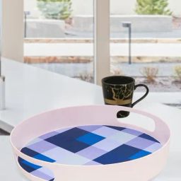 Stehlen Multicolour Melamine Round Serving Tray with Handle-22