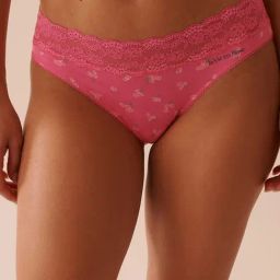 La Vie En Rose Pink Elastic Band Printed Bikini Panty-image-42