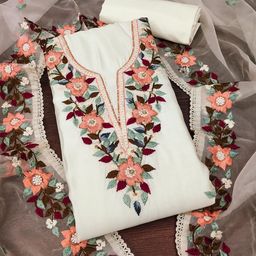 SHADOW & SAINING Embroidered Pure Silk Semi-Stitched Dress Material-image-72