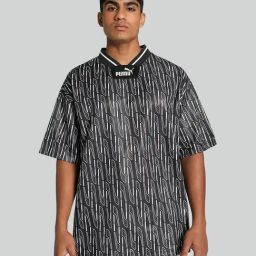 Puma Black Loose Fit Printed Jersey-image-50