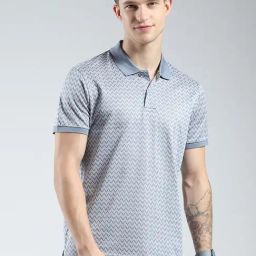 Monte Carlo Grey Cotton Regular Fit Printed Polo T-Shirt-image-89