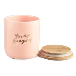 Chumbak You Are Amazing Baby Pink Ceramic Storage Container with Lid - Set of 1-image-61