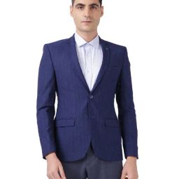 Park Avenue Medium Blue Slub Blazer-image-32
