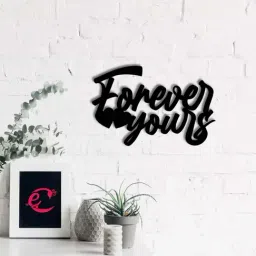 Forever Yours' Love Theme Black Engineered Wood Wall Art Cutout-43